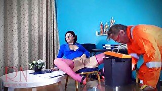 Stupid secretary shreds paper in the office. The paper is jammed in the machine. 12