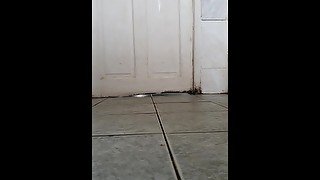 Step mom spying step son washing dick in bathroom before fuck and scream