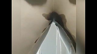 Drenching my tight grey leggings