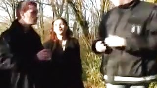 Beautiful french babe gets fucked by two men.