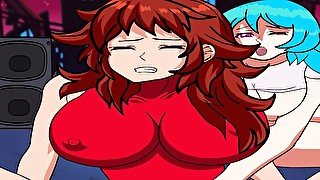 Friday Night Funkin Animation Sky and Girlfriend Fingering and Rubbing Their Tits and Asses On Stage
