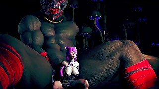 big monster fuck the luxury girl in the dark cave - 3d hentai animation