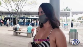 Stranger controls my vibrator till I squirt on the bus+then steals my thong