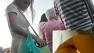 Upskirt panty view was caught by crafty cameraman