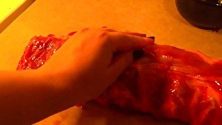 Rubbing you like a piece of meat hop eyou like my touch