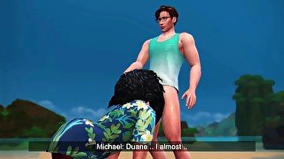 2 Boys Blowjob Outdoor on the Beach - Island Series Ep.1 - 3D Animation The Sims 4