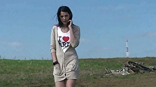 This lewd whore doesn't need a toilet to pee and she is a nature freak