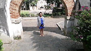 PREGNANT SLUTY after the park, I masturbate with her FEET, and with herself