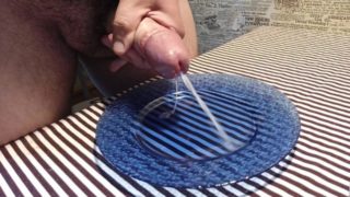 Morning cum in a plate, ready for you, lick it!