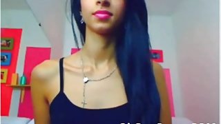 sexy young brunette using her dildo