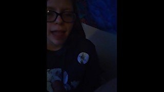 Nerdy redhead swallows like a good girl