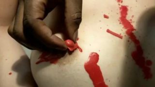 candle waxed nipple sucking and finger fucked