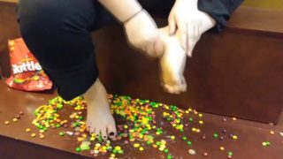 barefoot skittles stomping