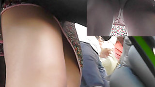 Upskirt voyeur video captured in the bus at rush hour