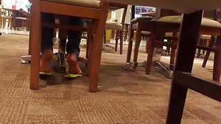 Candid brazilian ebony soles at mall
