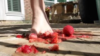 Young half Japanese teen tramples fruit 