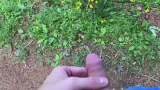 Pissing outdoor in the forest