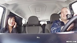 Brunette gets happy because of his big fat hard cock