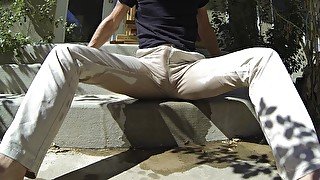 Khakis turn see-through with piss and cum