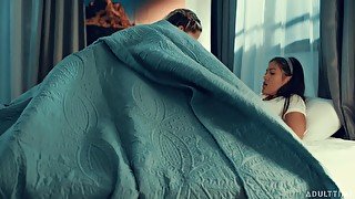 The babes kick off their sleepover with lesbian sex