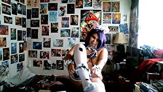 Thick And Horny Bunny Bimbo Strips Her Cow Costume And Plays With Her Wet Pussy Until You Cum For He