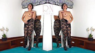 Black body stockings. Two teen girls posing in black mesh body lingerie Sexy lingerie. FULL 1