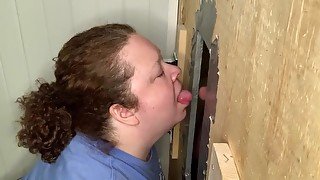 Bbw slutwife blows friend at in-home glory hole