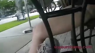 Voyeurchamp.com Wife Upskirt Flashing Strangers At Starbucks