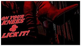 ASMR Long High Heeled BOOTS Worship - Mistress in Red Boots Slave Training (Retro Style)