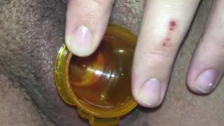 My fat pussy + transparent medicine bottle
