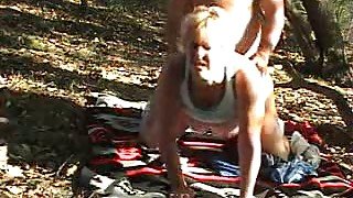 Brutal doggystyle anal sex in backyard with my blonde MILF wife