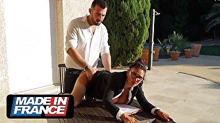 Curvy Mature brunette enjoys the company of a young guy