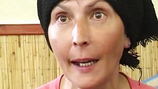 Hairy granny takes young cock on the pool table