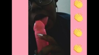 Ebony BBW Sucking on Big Pink Dick