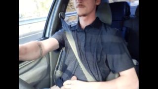 Long drive, huge cock had to  cum public driving cumshot