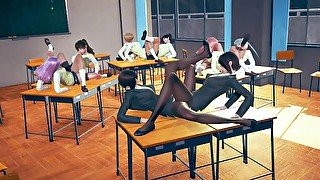 6 SchoolGirls & 2 Teachers Tribbing Orgy