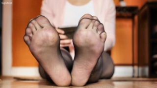 Close Up Of My Black Nylon Feet And Soles