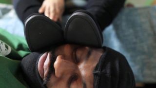 Foot Slave Trapped and Foot Smothered Under Extremely Stinky Knee High Boots(Footstool/Foot Worship)