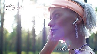 Sucked neighbor in the woods after jogging