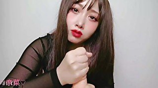 Handjob and footjob massage by Asian big butt amateur