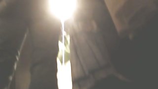 A girl changing clothes and getting naked in front of a huge wardrobe with a mirror