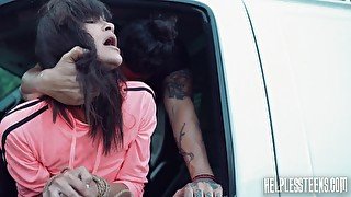 Dude offers a babe a ride and then fucks her in the dungeon