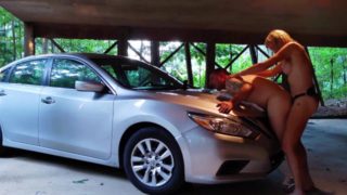 Amateur Pegging- Additional Parking in Rear- Strapon Pegging on car!