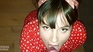 WET&HORNY STEPMOM MILF sucking&licking! Cuming on her face and she's ENJOY it!