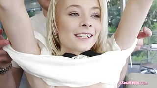 Firm ass blondie teen Maddy Rose in stockings nailed on sofa