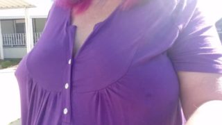 Big natural titties Walking braless 1