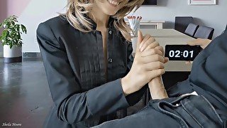 CHALLENGE  HURRY UP TO CUM before the business meeting (5 Minutes).