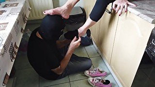 My MILF's Sexy Feet Worship In The Kitchen