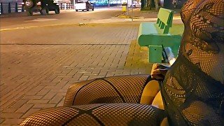 MICRO SHEER DRESS , SITTING WITH OPEN LEGS SHOWING MY PUSSY TO THE DRIVERS