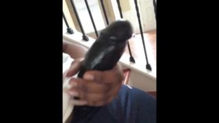 Transgender Jacking my HUGE black cock before I fuck my BOSSES WIFE